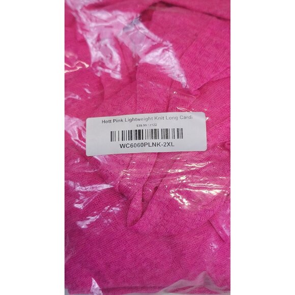 Long Cardi Hot Pink Lightweight Knit Open Front Womens 2XL By GeeGee NEW - Picture 5 of 7